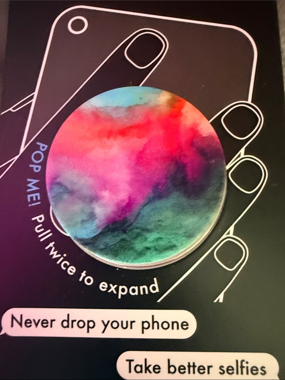 NWT 🏷️ | POPSOCKETS | Phone Grip & Stand - Pink Blue Green Water Color - Picture 2 of 4